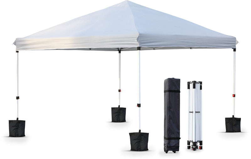 Olsen & Smith Pop Up Garden Gazebo 3m x 3m Showerproof UV 50+ Outdoor Garden Shelter Rustproof PVC Coated Carry Bag & Leg Weight Bags Grey - Packed Direct UK