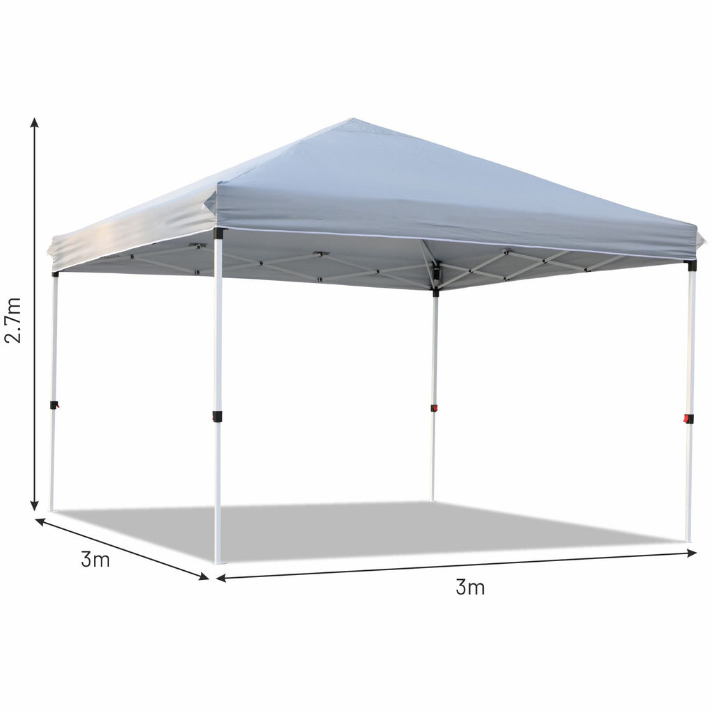Olsen & Smith Pop Up Garden Gazebo 3m x 3m Showerproof UV 50+ Outdoor Garden Shelter Rustproof PVC Coated Carry Bag & Leg Weight Bags Grey - Packed Direct UK