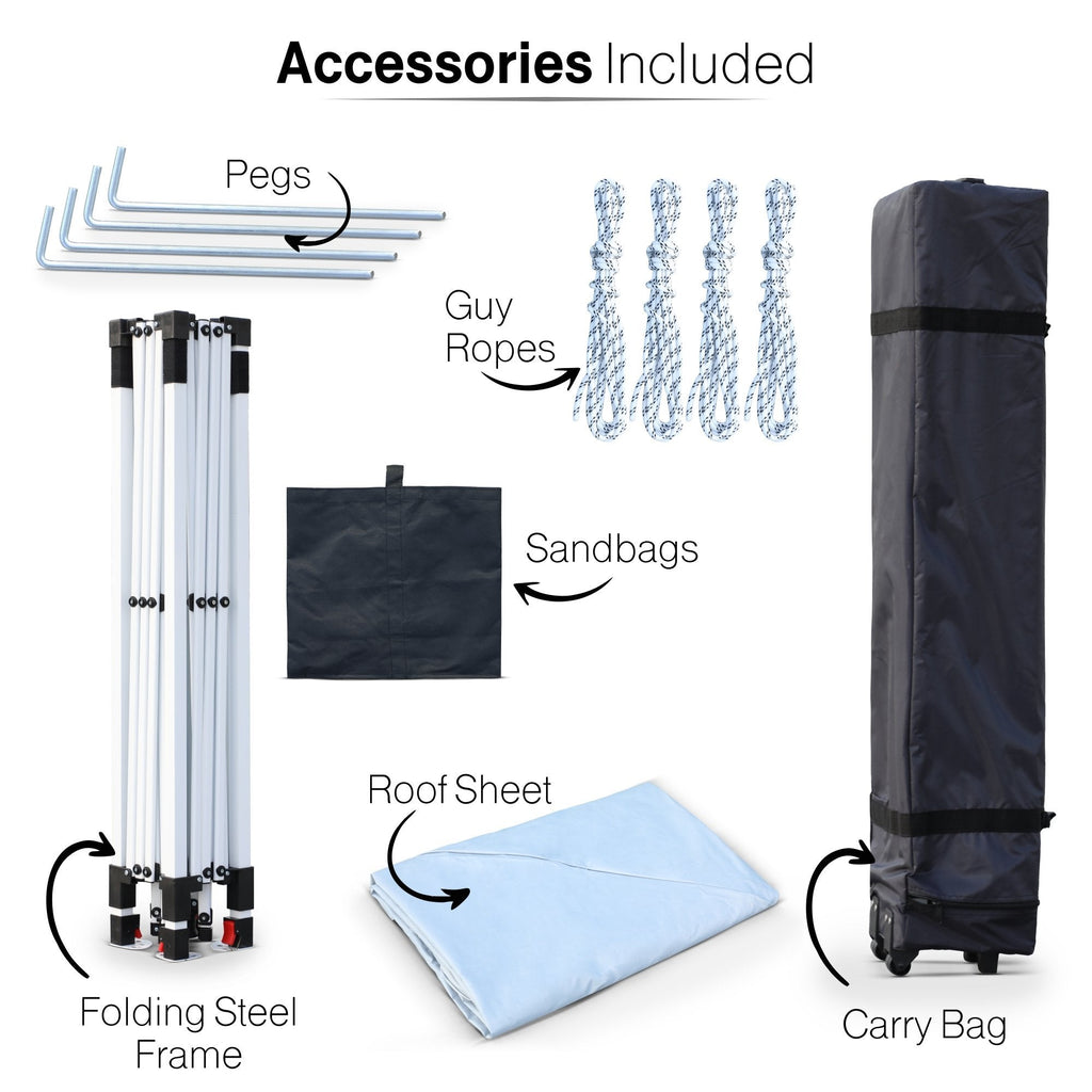 Olsen & Smith Pop Up Garden Gazebo 3m x 3m Showerproof UV 50+ Outdoor Garden Shelter Rustproof PVC Coated Carry Bag & Leg Weight Bags Grey - Packed Direct UK