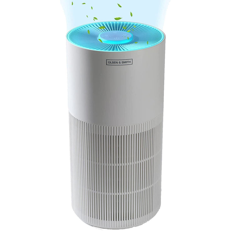 Olsen & Smith Portable Electric Tower Air Purifier with HEPA H11 Filter for Home Bedroom Bedside Table Kitchen Home Office Dust Pollen White - Packed Direct UK