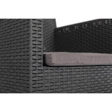 Penelope 3 Piece 2 Person Weatherproof Rattan Outdoor Garden Lawn Decking Balcony Furniture Set, 2x Chair + 1x Table, Anthracite - Packed Direct UK