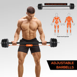 SPORT24 Adjustable Dumbbells Set 28KG, Multifunctional Free Weights Dumbbells Kettlebell Barbell for Starter Bodybuilding Fitness Training Home Gym Workout Exercise For Men and Women - Packed Direct UK