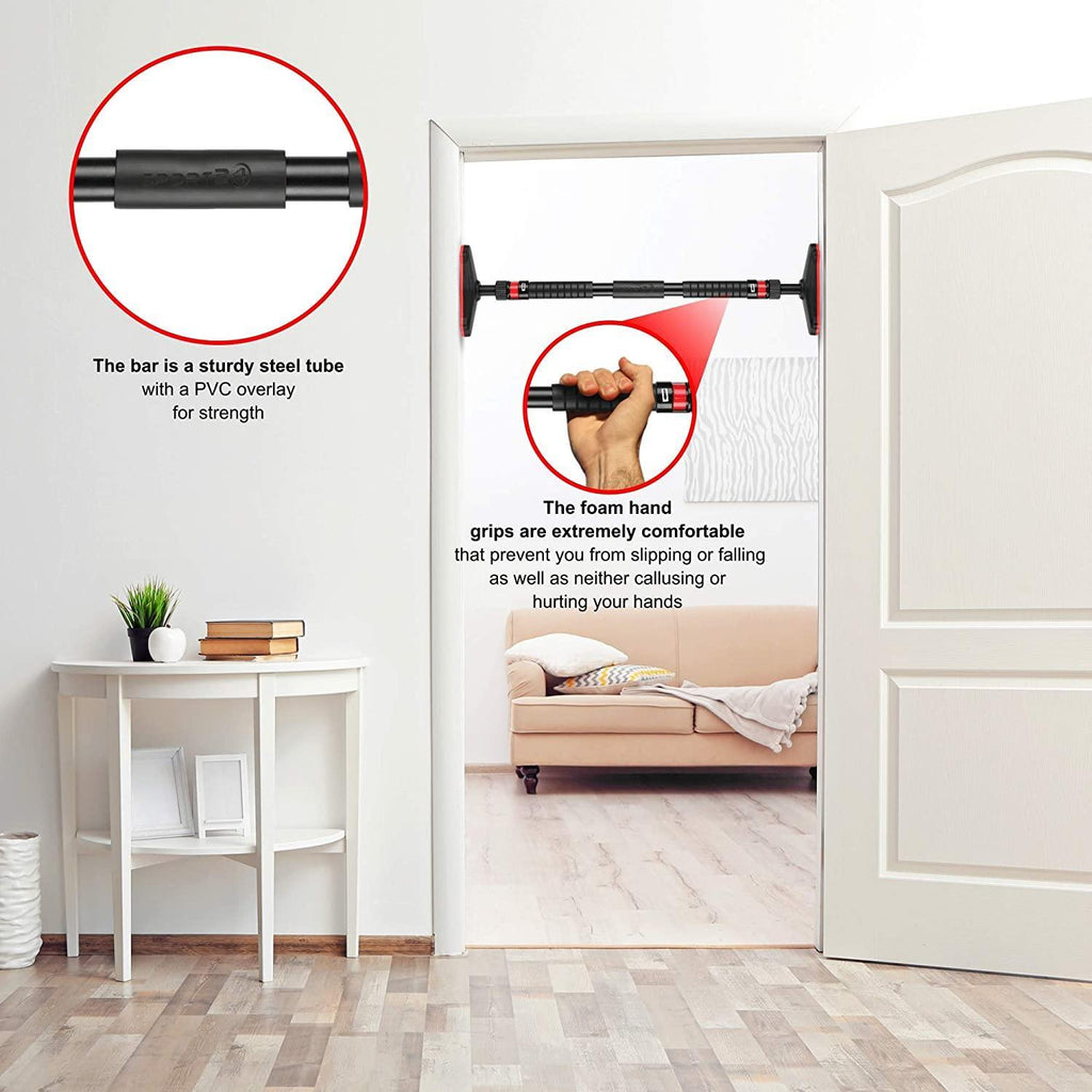 Sport24 Adjustable Telescopic Door Frame Body Weight Pull Up Chin Up Push Up Door Bar Wide Grip Heavy Duty For Home Gym Workout Fitness Muscle Training - Packed Direct UK