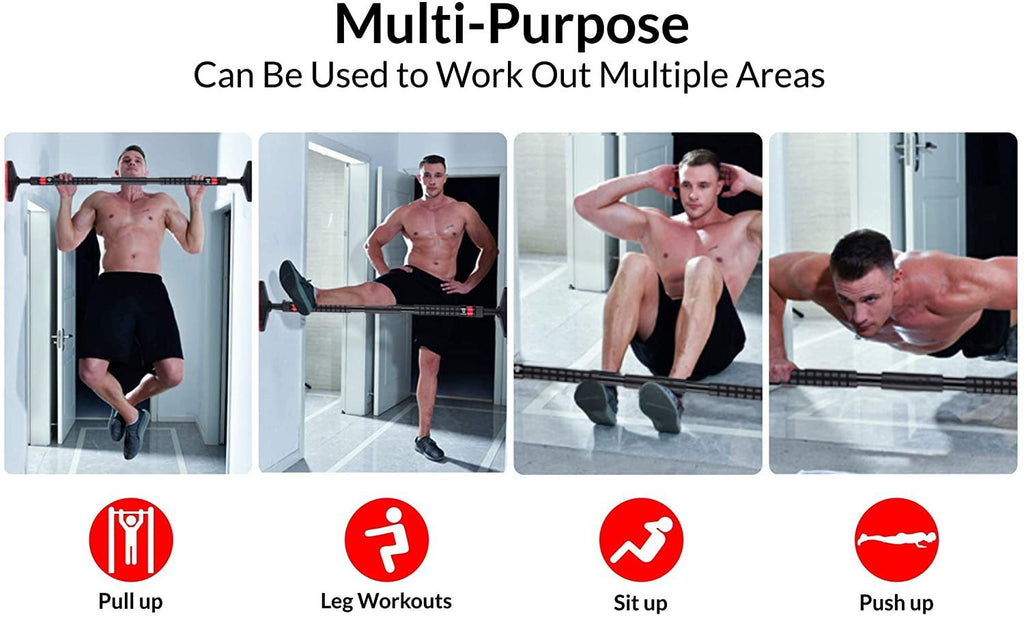Sport24 Adjustable Telescopic Door Frame Body Weight Pull Up Chin Up Push Up Door Bar Wide Grip Heavy Duty For Home Gym Workout Fitness Muscle Training - Packed Direct UK