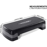 Sport24 Height Adjustable Aerobic Exercise Stepper Box For Home Exercise Workout, 2x Height Level 10cm 4”, 15cm 6”, Raised Platform Steppers Board Block, Home Gym Fitness Equipment Black Grey