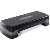 Sport24 Height Adjustable Aerobic Exercise Stepper Box For Home Exercise Workout, 2x Height Level 10cm 4”, 15cm 6”, Raised Platform Steppers Board Block, Home Gym Fitness Equipment Black Grey