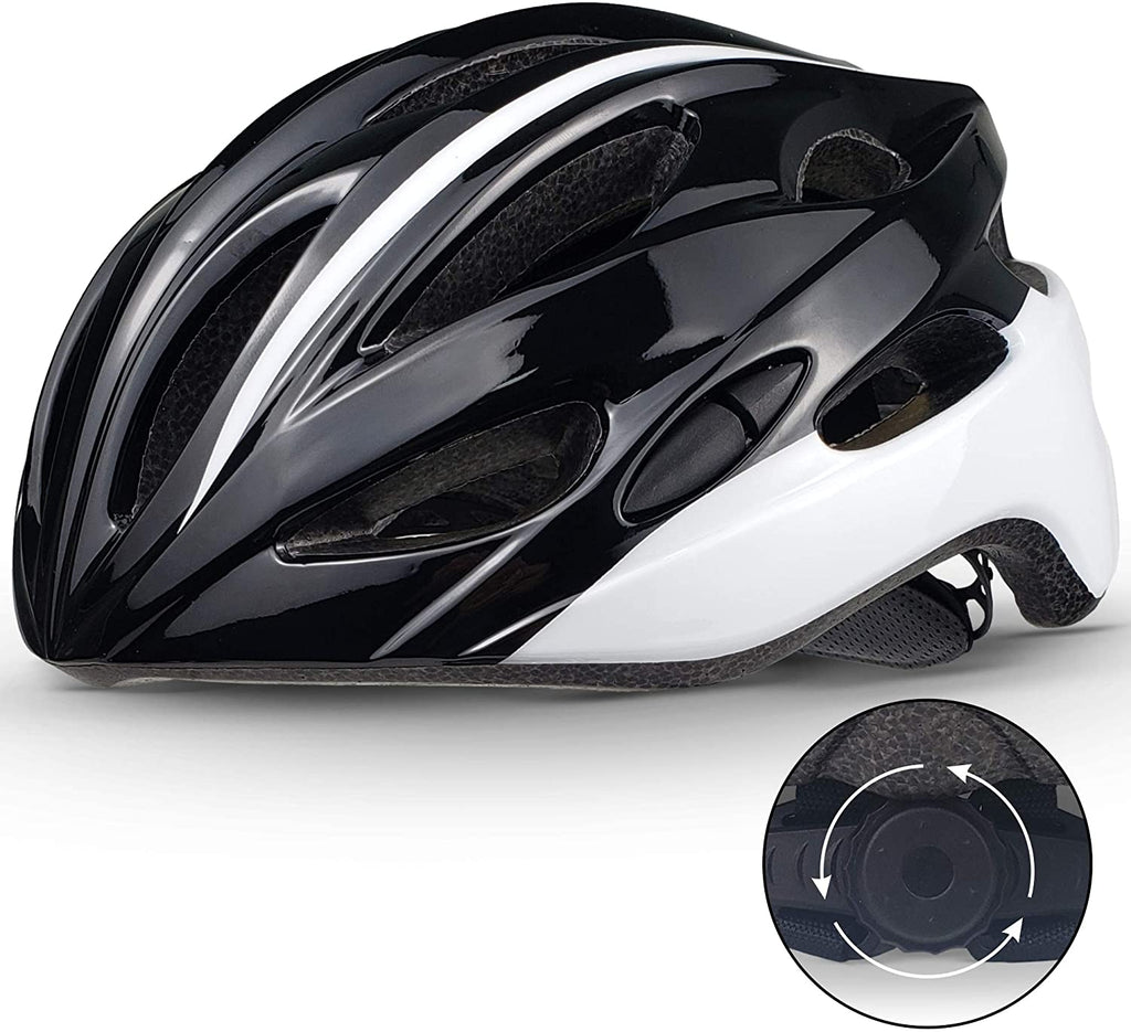 SPORT24 Lightweight Bike Cycle Helmet Road Bike Cycling Safety Helmet for Men Women (Fits Head Sizes 58-61cm) Black White