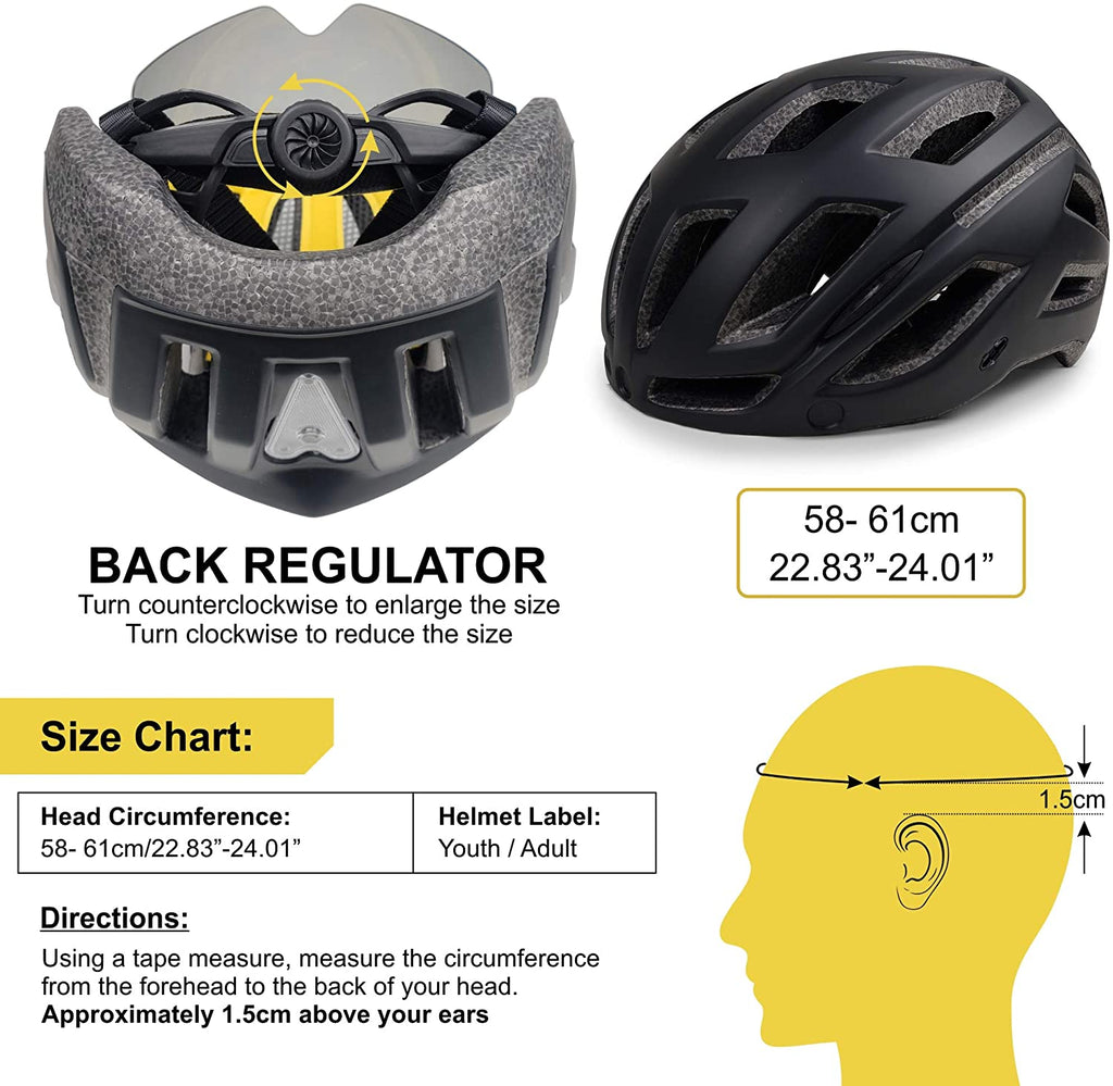 SPORT24 Lightweight Bike Cycle Helmet Road Bike Cycling Safety Helmet for Men Women (Fits Head Sizes 58-61cm) Black White - Packed Direct UK