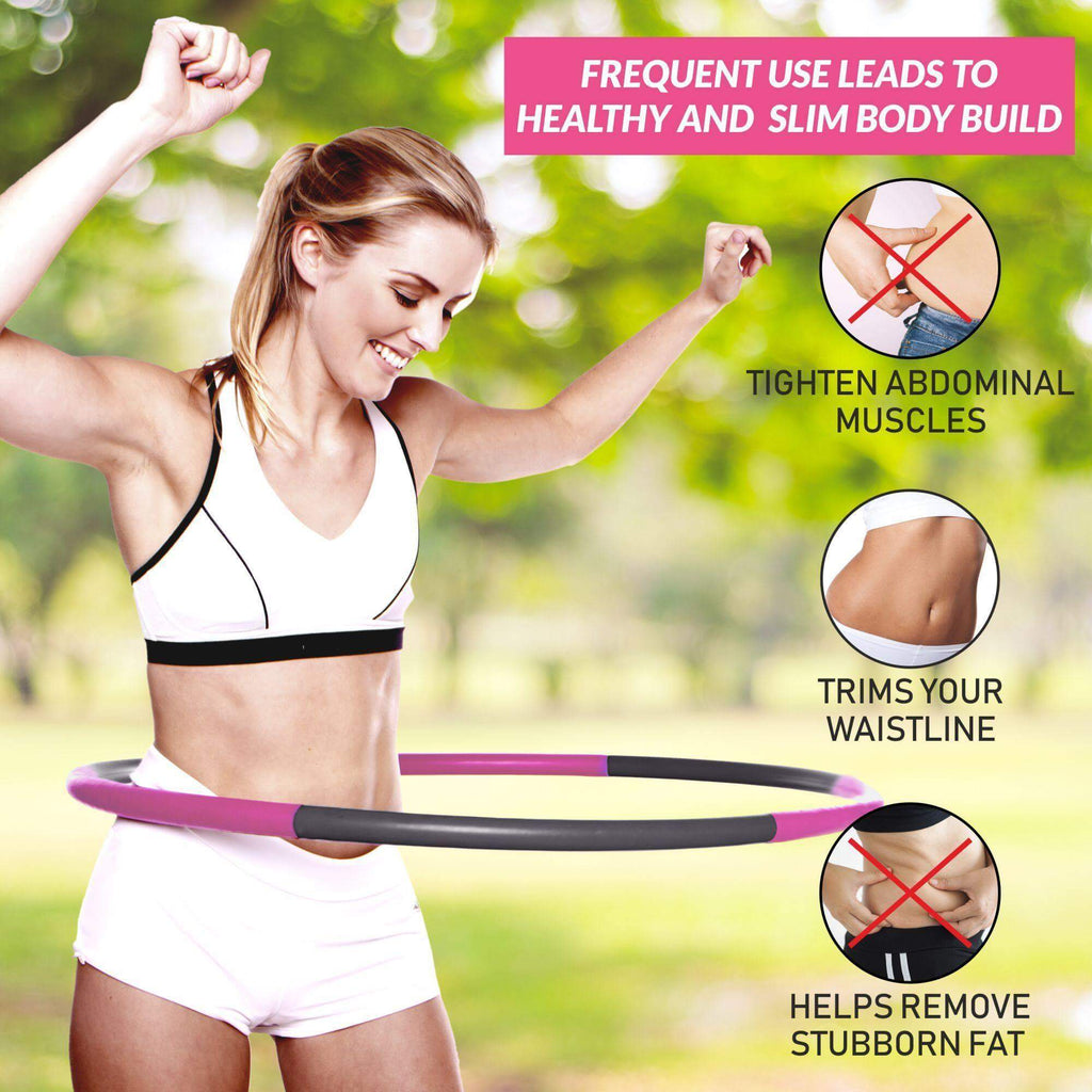 Sport24 Weighted Gym Hula Hoop Fitness Exercise Ring 0.9KG Soft & Adjustable Kids/Adult