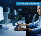 Wireless Compact Keyboard and Mouse Combo Set for Windows PC, 12 Multimedia & Shortcut Keys, Quiet Operation, Splashproof, QWERTY UK Layout - Black - Packed Direct UK