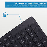 Wireless Compact Keyboard and Mouse Combo Set for Windows PC, 12 Multimedia & Shortcut Keys, Quiet Operation, Splashproof, QWERTY UK Layout - Black - Packed Direct UK