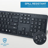 Wireless Compact Keyboard and Mouse Combo Set for Windows PC, 12 Multimedia & Shortcut Keys, Quiet Operation, Splashproof, QWERTY UK Layout - Black - Packed Direct UK