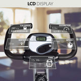 SPORT24 Stationary Upright Exercise Bike Bicycle with Back Rest for Indoor Home Use, Pulse Sensor, LCD Monitor Screen , Cardio Trainer, Fitness, Multi-Resistance Levels