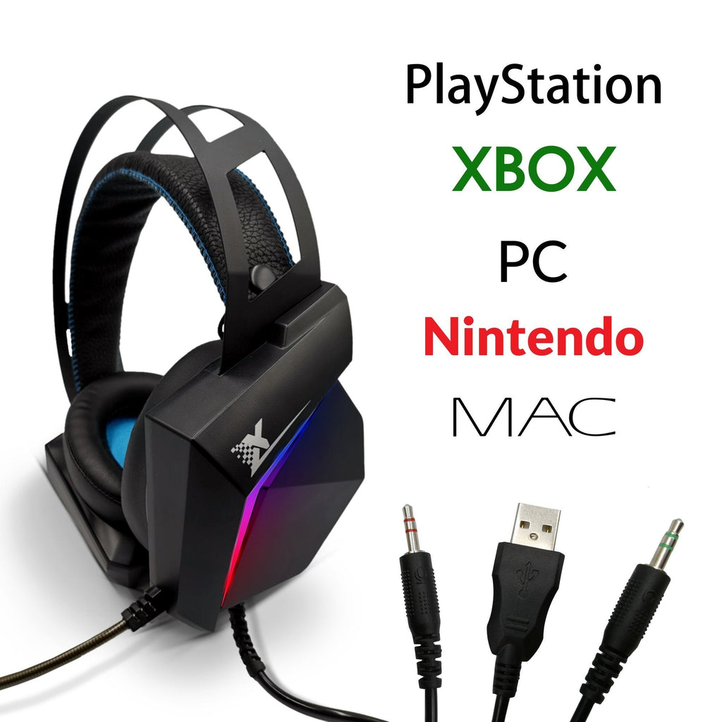 XTREME by O&S RGB Gaming Headset Stereo Surround Sound Gaming Headphones with LED Lights & Adjustable Mic for PS4 PS5 PC Xbox One Nintendo Switch Mac - Packed Direct UK