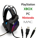 XTREME by O&S RGB Gaming Headset Stereo Surround Sound Gaming Headphones with LED Lights & Adjustable Mic for PS4 PS5 PC Xbox One Nintendo Switch Mac - Packed Direct UK