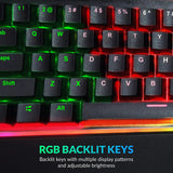 XTREME RGB Backlit Mechanical Gaming Keyboard USB Wired Rainbow Keyboard for PC Gaming with Wrist Rest - UK Qwerty Layout - Black - Packed Direct UK