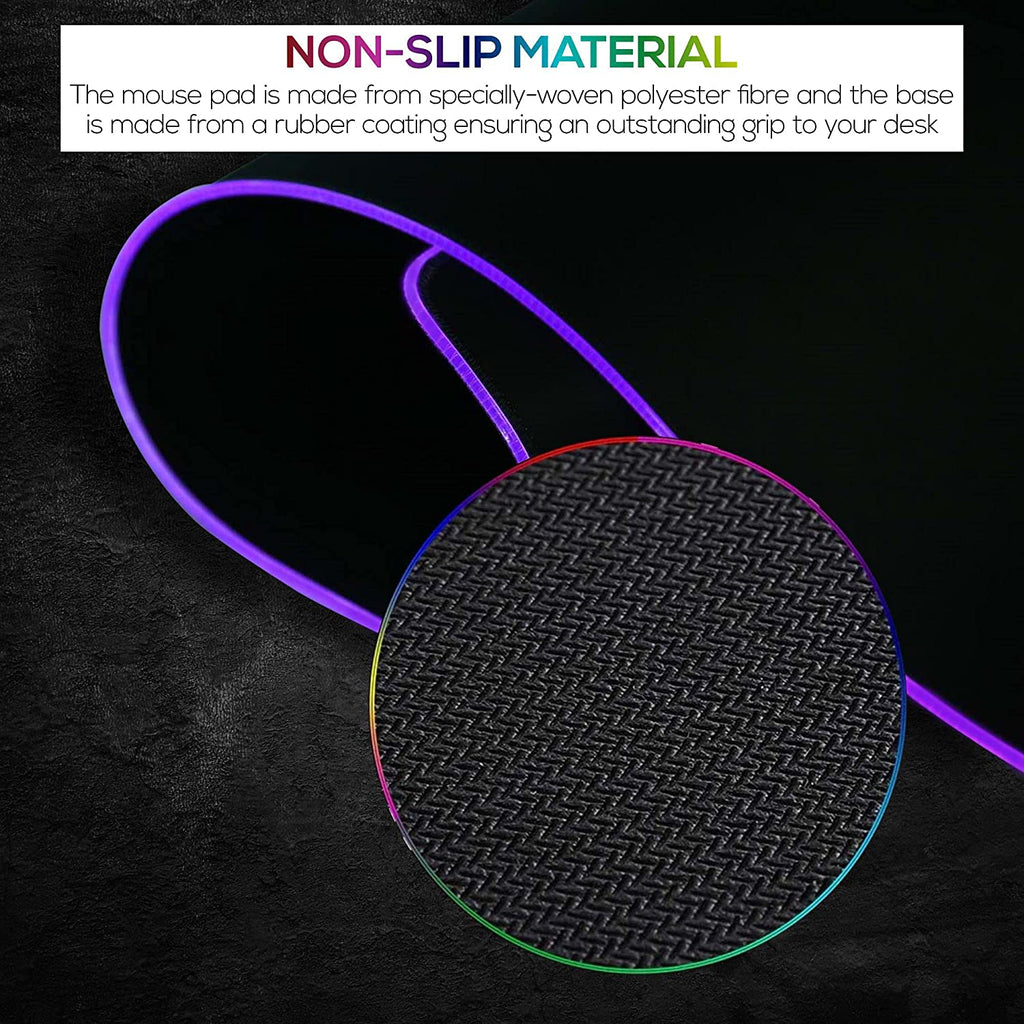 XTREME RGB Gaming LED Mouse Mat Pad – Large Wide Thick Soft Non-Slip Mousepad for PC Computer Macbook Laptop Desk Gaming Rig - 800×300×4mm - Black - Packed Direct UK