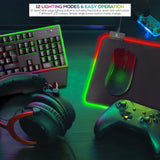 XTREME RGB Gaming LED Mouse Mat Pad – Large Wide Thick Soft Non-Slip Mousepad for PC Computer Macbook Laptop Desk Gaming Rig - 800×300×4mm - Black - Packed Direct UK