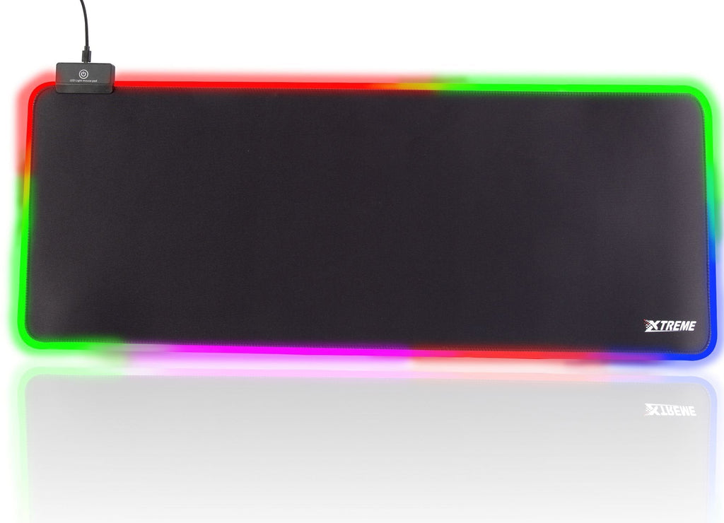 XTREME RGB Gaming LED Mouse Mat Pad – Large Wide Thick Soft Non-Slip Mousepad for PC Computer Macbook Laptop Desk Gaming Rig - 800×300×4mm - Black - Packed Direct UK