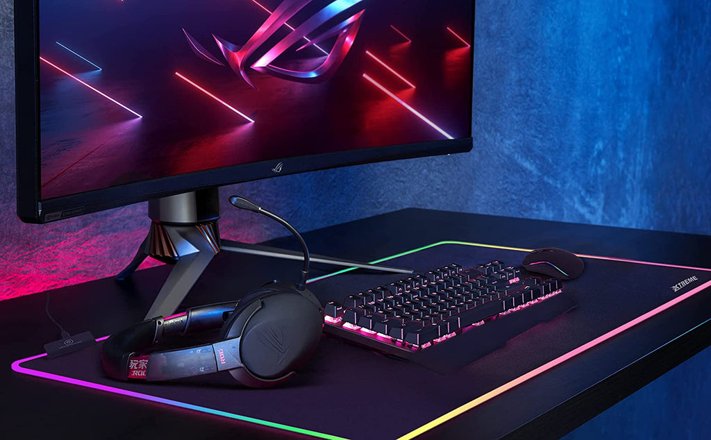 XTREME RGB Gaming LED Mouse Mat Pad – Large Wide Thick Soft Non-Slip Mousepad for PC Computer Macbook Laptop Desk Gaming Rig - 800×300×4mm - Black - Packed Direct UK