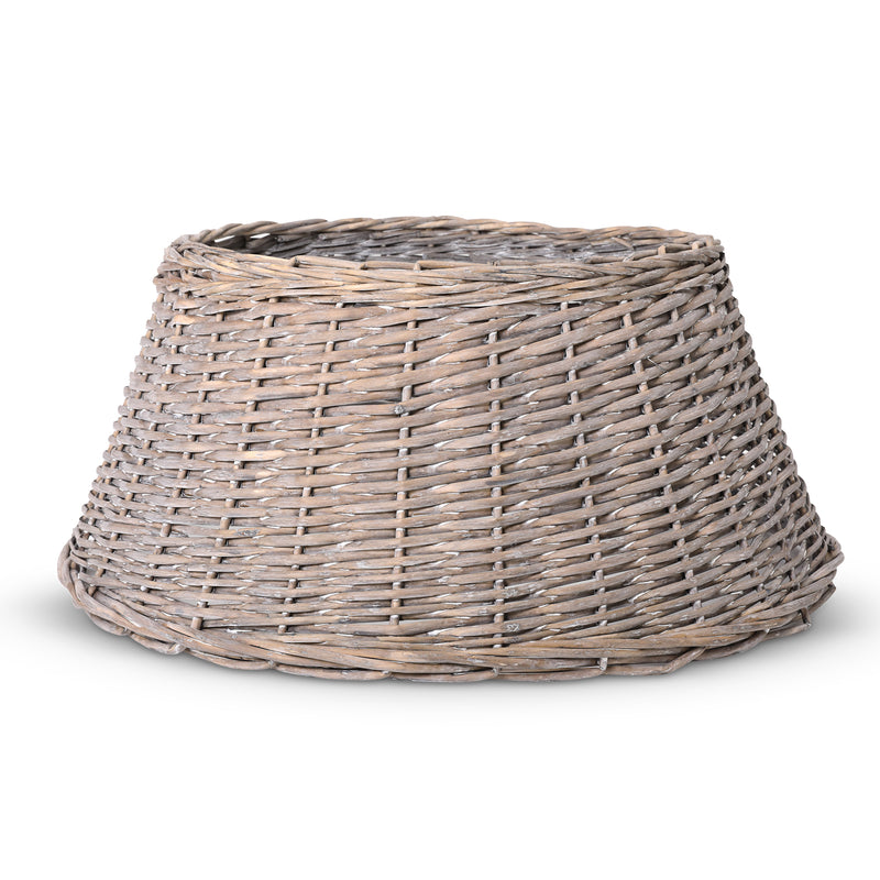 Christmas Tree Skirt - 58cm Base X 28cm Height, Xmas Tree Stand Rattan Wicker Basket Christmas Tree Decoration