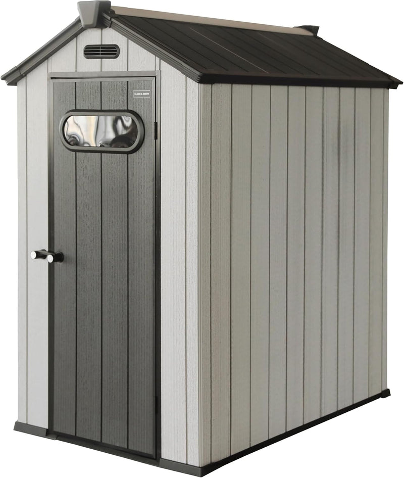 Olsen and Smith Outdoor Garden Storage Shed 4x6 FT With Lockable Door Including Padlock For Garden Tools, Lawnmower, Bikes and more, 125x187x205cm, Beige