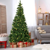 Olsen & Smith 7ft Pre-lit Christmas Tree - Pine Xmas Tree for Home Decor - Green Artificial Christmas Tree 7ft with 1100 Branch Tips, 450 Warm LED LIghts & Metal Stand - Traditional Christmas Décor