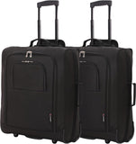 Set of 2 British Airways Jet 2 & easyJet Plus/Flexi 56x45x25cm Maximum Cabin Hand Luggage Approved Trolley Bag, Huge 60L Capacity, Black