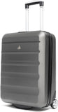 Aerolite (55x40x20cm) Ryanair (Priority) Maximum Allowance 40L Lightweight Hard Shell Carry On Hand Cabin Luggage Suitcase with 2 Smooth Rollerblade Wheels, Built-in TSA Lock - Charcoal