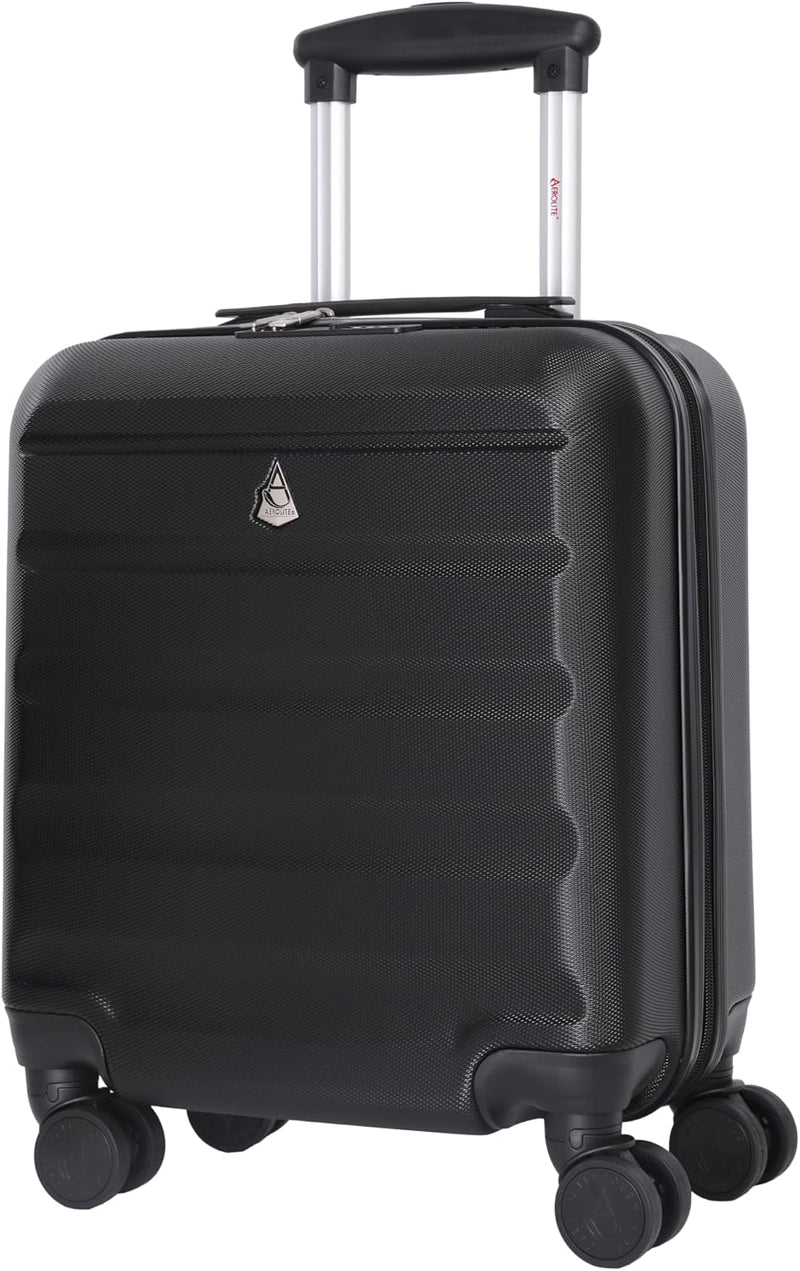 Aerolite 45x36x20cm Easyjet Maximum Size 8 Wheel ABS Hard Shell Carry On Hand Cabin Luggage Underseat Flight Travel Bag Spinner Suitcase 45x36x20 with TSA Lock BLACK
