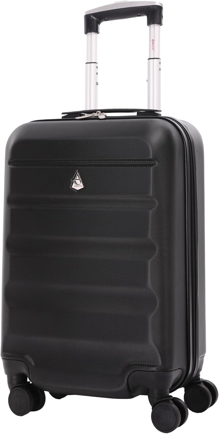 Aerolite 55x35x20cm Cabin Luggage Suitcase 8W BLACK 21