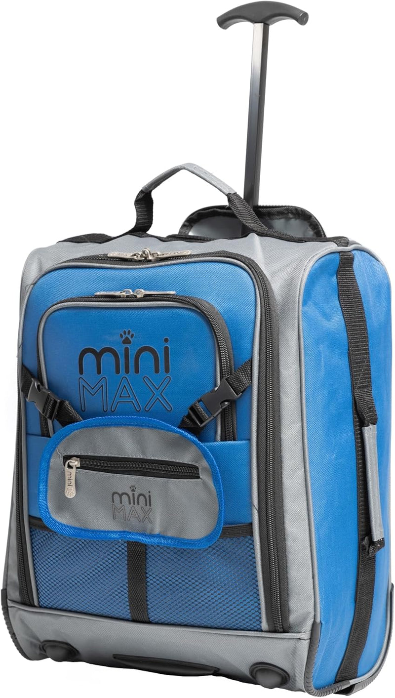 MiniMax Travel Suitcase with Wheels with Front Pocket for Toys/Dolls/Teddy Bears, Inim Xam Blue, Bagage Cabine
