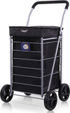 Hoppa Lightweight 4-Wheel Premium 2024 Model Folding Shopping Trolley Extra Large 75.6L Capacity Shopping Trolley Bag, 95cm, 4.8kg, Push/Pull (Black)