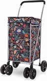 Hoppa Lightweight 6-Wheel Premium 2024 Model Folding Shopping Trolley Extra Large 75.6L Capacity Shopping Trolley Bag, 95cm, 5.25kg, Push/Pull (Leaf Black)