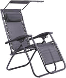 3 Piece Zero Gravity Reclining Garden Patio Deck Chair Sun Lounger, 2 Chair & Table Set, Charcoal + Accessories - Packed Direct UK