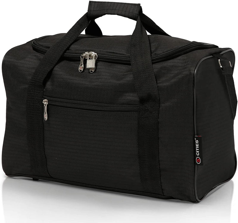 5 Cities 40x20x25 New and Improved 2022 Ryanair Maximum Sized Under Seat Cabin Holdall Travel Flight Bag – Take The Max on Board! (2X Black)