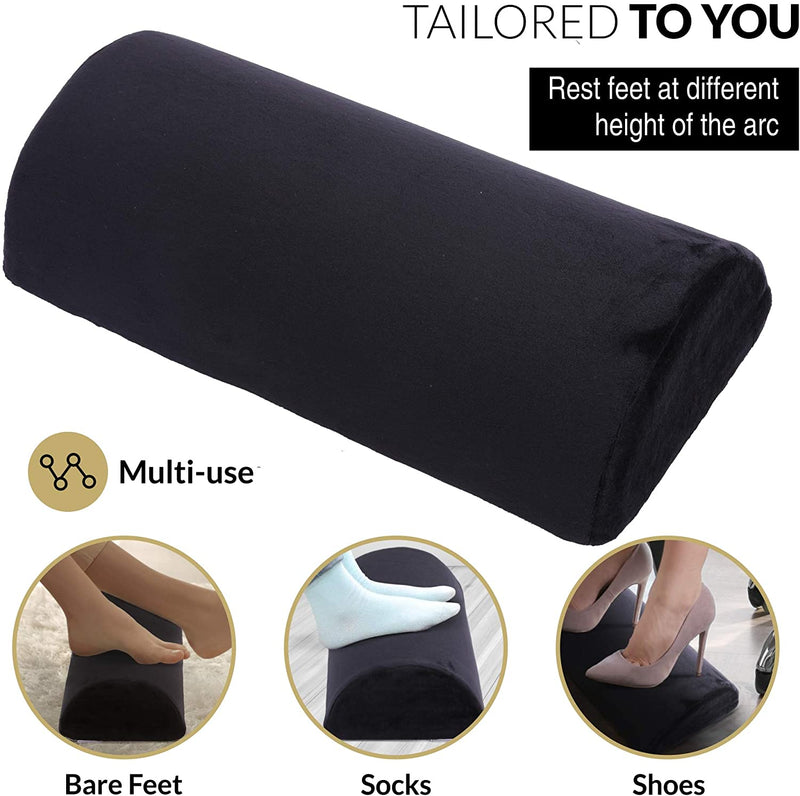 Olsen & Smith Ergonomic D Shape Memory Foam Neck Lower Back Knee Legs Foot Rest Cushion Pillow Under Desk Footrest for Home Work Office Chair, Black