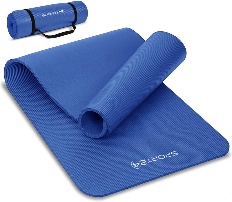 Sport24 Yoga Mat NBR Non-slip Multipurpose- Pilates, Ab workouts, Stretching, Push ups, Gymnastics- 183cm X 62cm X 1cm with Carry Strap- Men/Women