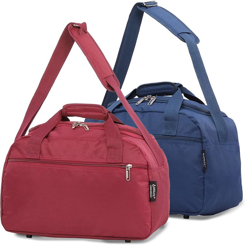Aerolite (40x20x25cm) New and Improved 2023 Ryanair Maximum Size Holdall Cabin Luggage Under Seat Flight Holdall Bag WINE + NAVY