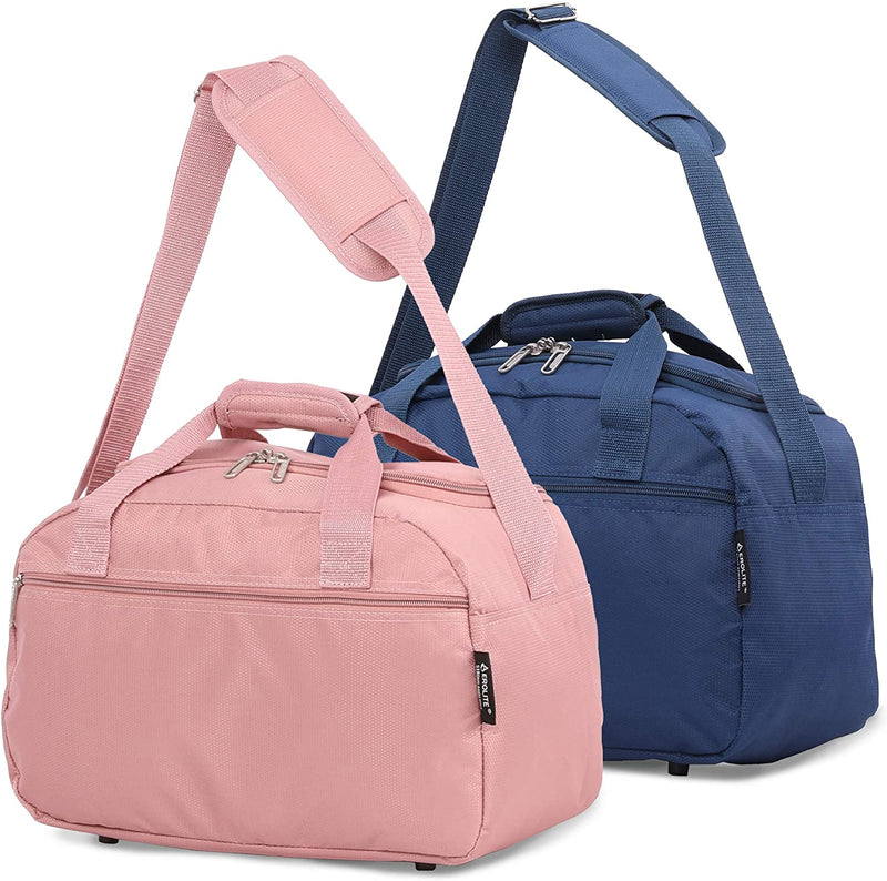 Aerolite (40x20x25cm) New and Improved 2023 Ryanair Maximum Size Holdall Cabin Luggage Under Seat Flight Holdall Bag ROSEGOLD + NAVY