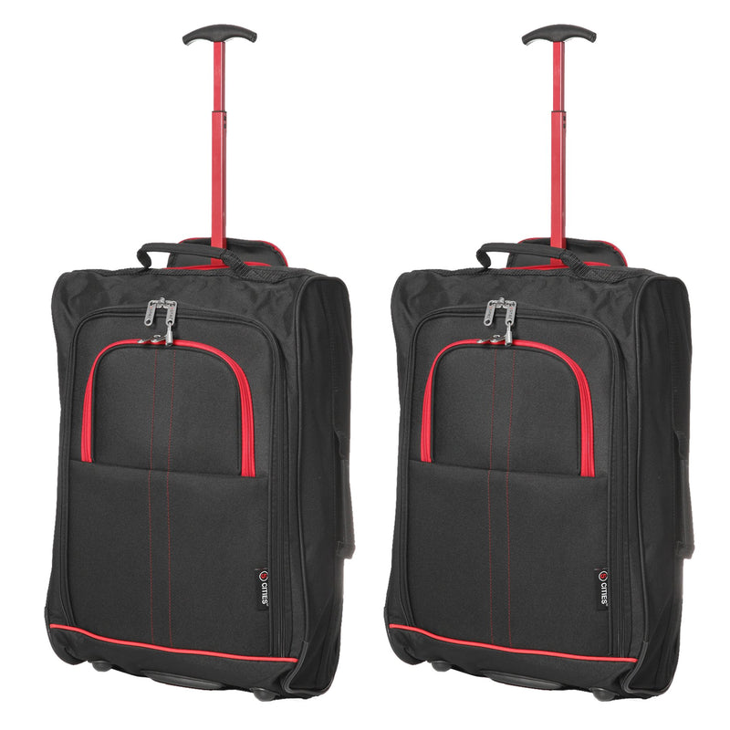 5 Cities (55x35x20cm) Lightweight Cabin Hand Luggage (x2), Approved For Ryanair/easyJet/British Airways and more!