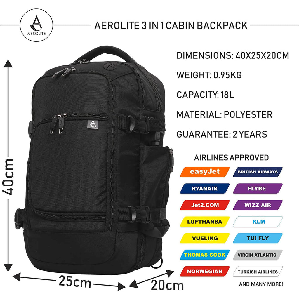 Aerolite 40x20x25 Cabin Bag Carry on Holdall Bags Ryanair 2024 Maximum Size  Bag