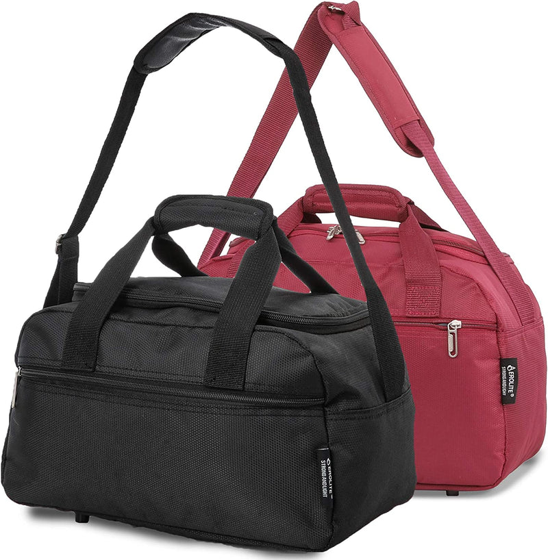 Aerolite (40x20x25cm) New and Improved 2023 Ryanair Maximum Size Holdall Cabin Luggage Under Seat Flight Holdall Bag BLACK + WINE