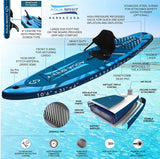Aqua Spirit Inflatable Stand up Paddle Board SUP Barracuda Kayak Package | 10'6 x 31 x 6" | Adult Beginners/Experts | 150KG Limit | Seat, Paddle & Kayak Blade, Pump, Go Pro Mount, Bag, Change Mat