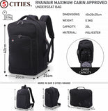 5 Cities New Winter 2022 Ryanair 40x20x25 Maximum Size Hand Cabin Luggage Approved Carry On Travel Holdall Backpack Rucksack Shoulder Bag Flight Bag Lightweight 2 Year Warranty