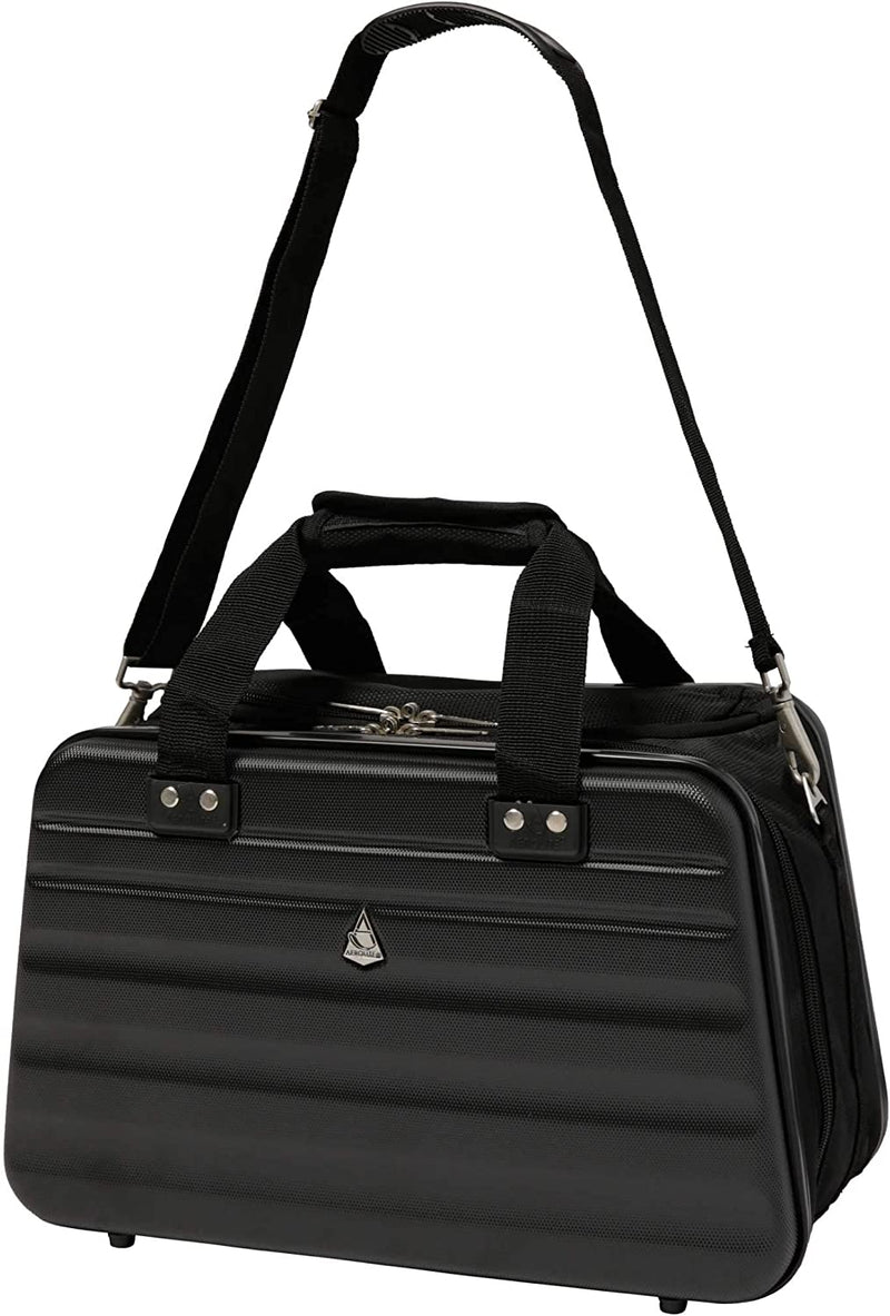 Aerolite Ryanair Maximum Size 40x20x25cm Hand Cabin Luggage Approved Hard Shell Travel Carry On Holdall Shoulder Under Seat Flight Bag 40x20x25 Black