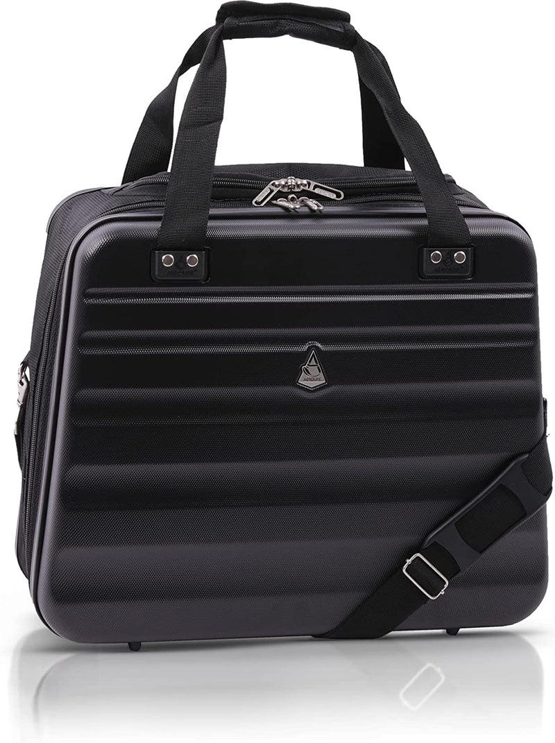 Aerolite New Summer 2023 Easyjet Maximum Size 45x36x20cm Hand Cabin Luggage Approved Hard Shell Travel Carry On Holdall Shoulder Under Seat Flight Bag with 2 Year Warranty (Black)