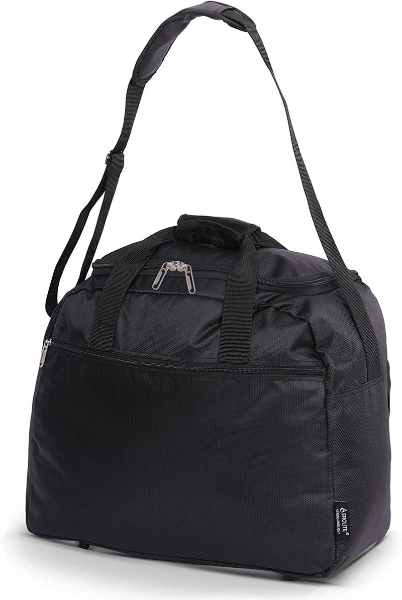 Aerolite 45x36x20 New and Improved easyJet Maximum Size Holdall Cabin Luggage Under Seat Flight Bag, Black