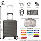 Aerolite 55x40x20 Ryanair Maximum Allowance 40L Lightweight Hard Shell Carry On Hand Cabin Luggage Suitcase with 4 Wheels - Also Approved for easyJet, British Airways, Jet2 and More (Charcoal)