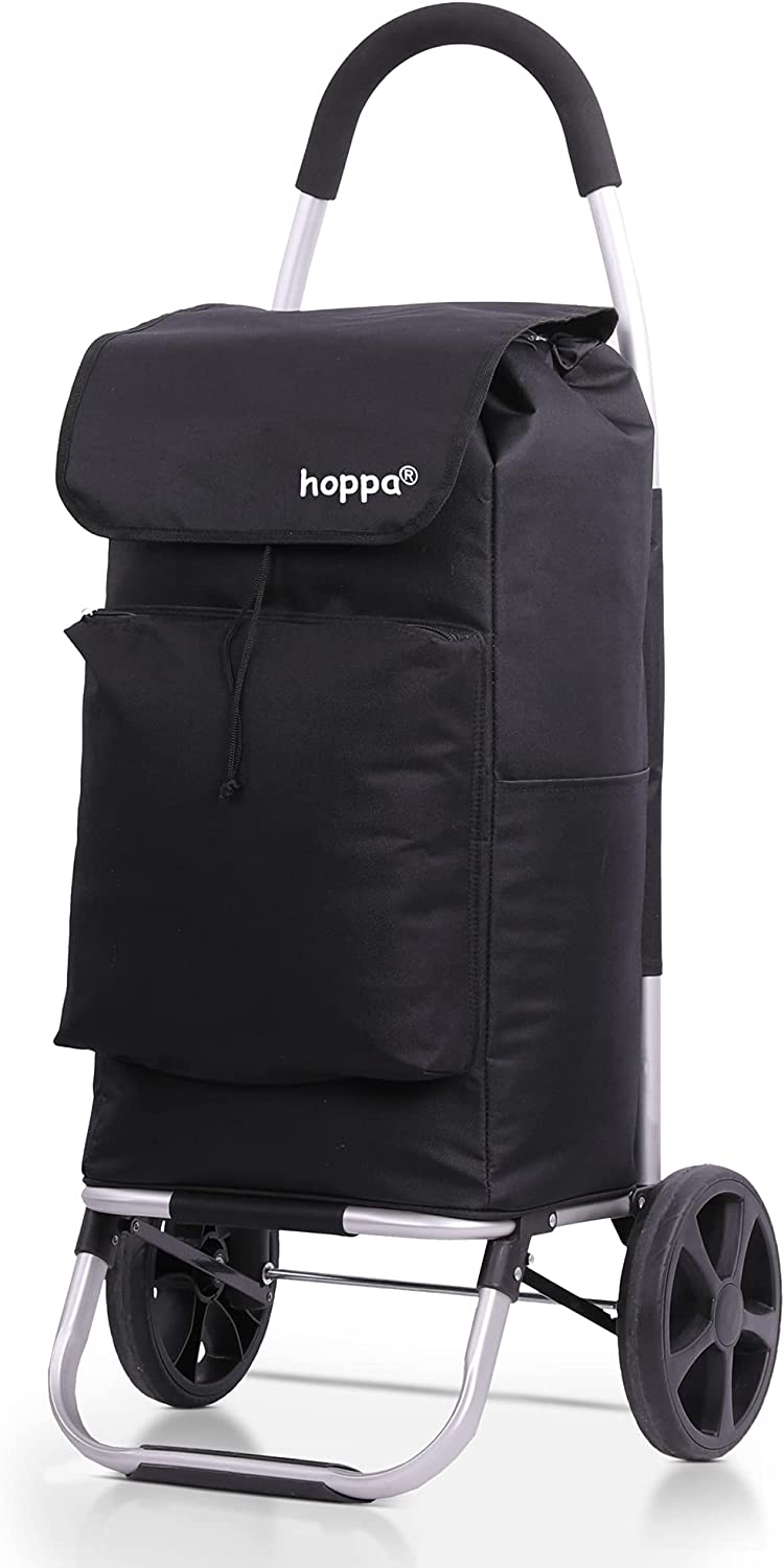 Hoppa Fully Insulated Lightweight 2022 Model 2 Wheeled Huge 51Litre Capacity Shopping Trolley Bag 95cm, 2.6kg Black
